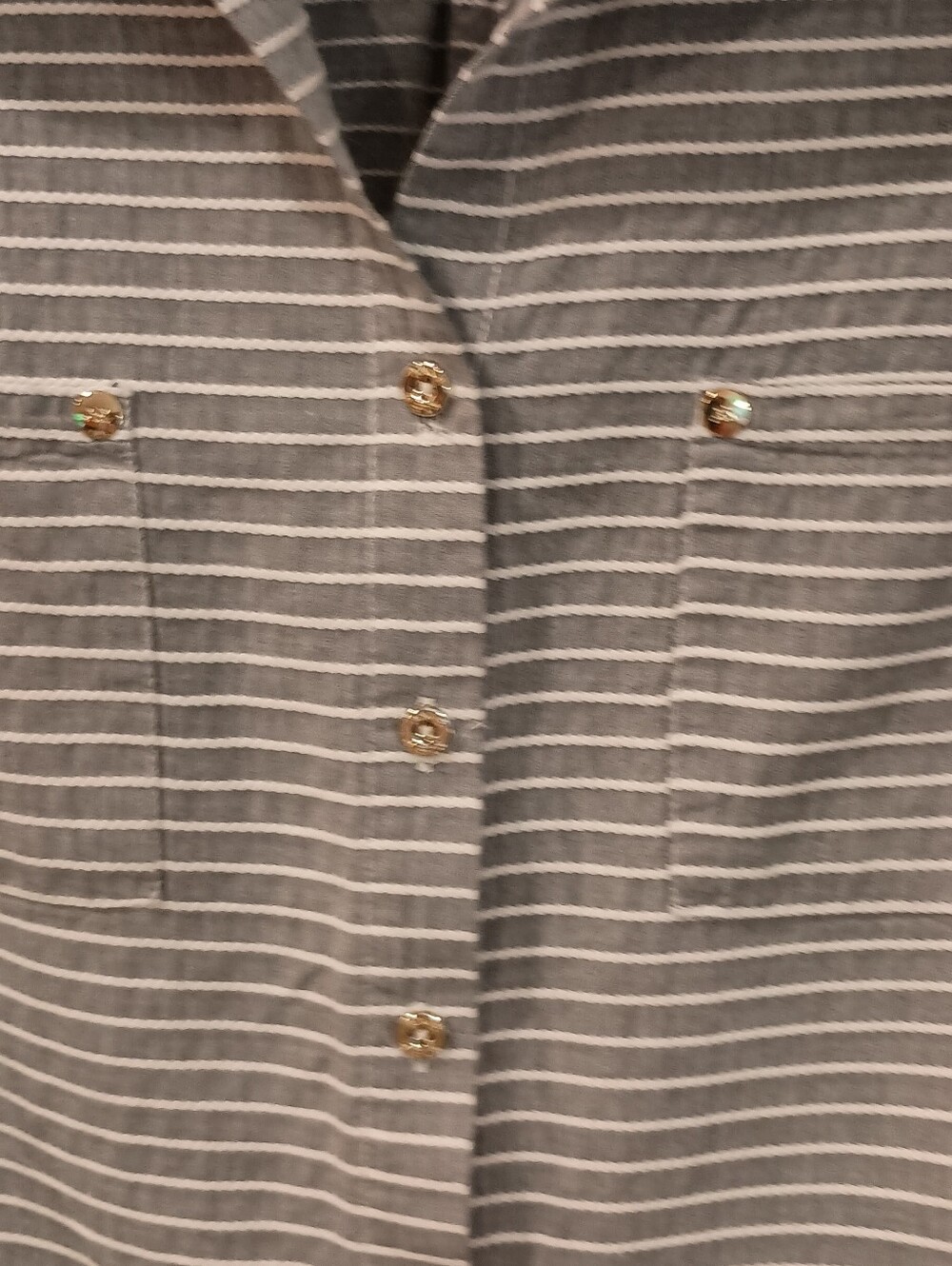 Anne Klein Gray and White Striped Tie-Hem Sleeveless Button-Up Top - Picture 3 of 10
